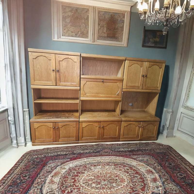 Large 3-Piece Oak Bookshelf