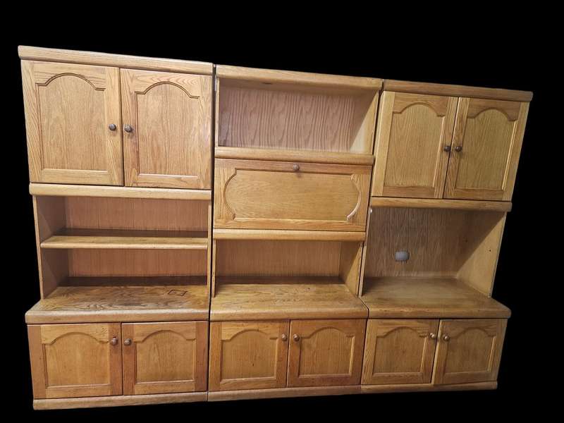 Large 3-Piece Oak Bookshelf