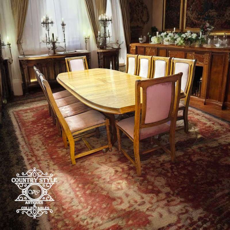 Vintage Artecasa 1983 Oak 10-seater extendable dining room Set