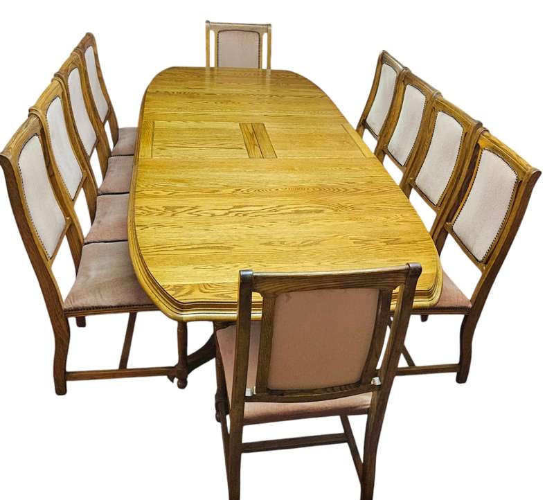 Vintage Artecasa 1983 Oak 10-seater extendable dining room Set