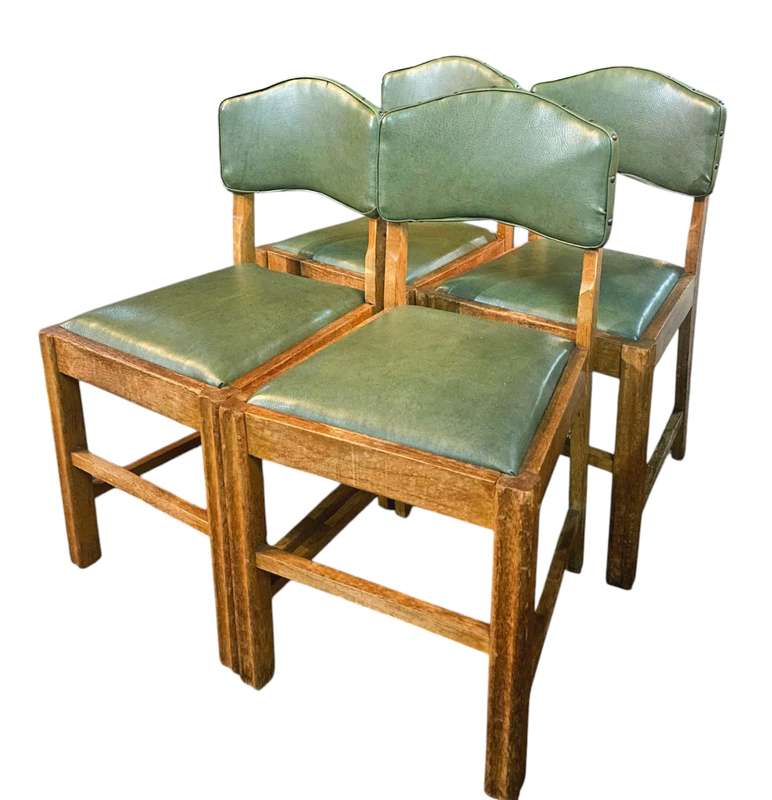 Set of 4 Art Deco Oak Dining Chairs