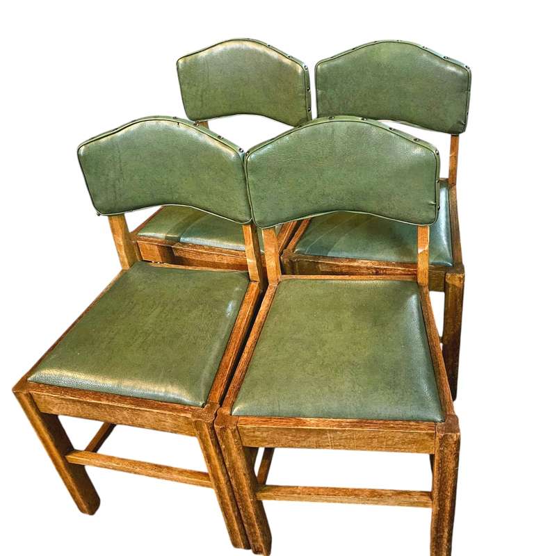 Set of 4 Art Deco Oak Dining Chairs