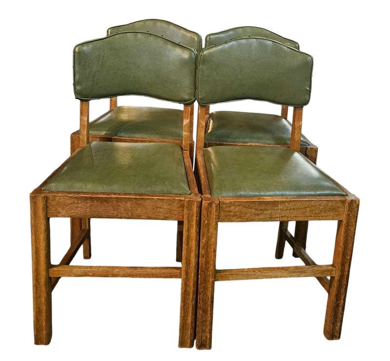 Set of 4 Art Deco Oak Dining Chairs