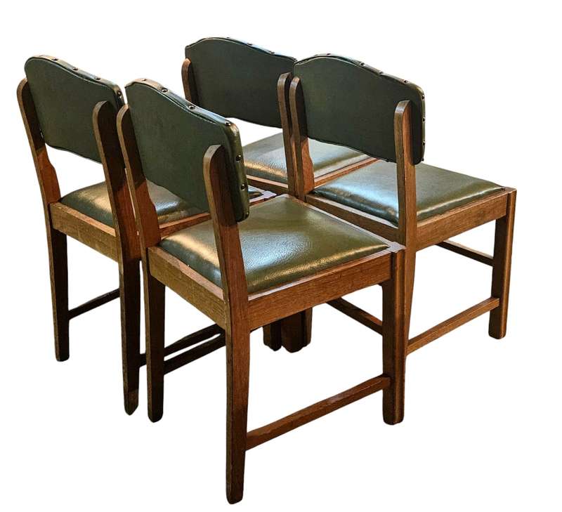 Set of 4 Art Deco Oak Dining Chairs