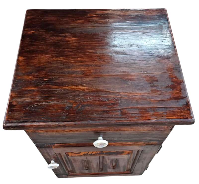Rustic wooden bedside cabinet