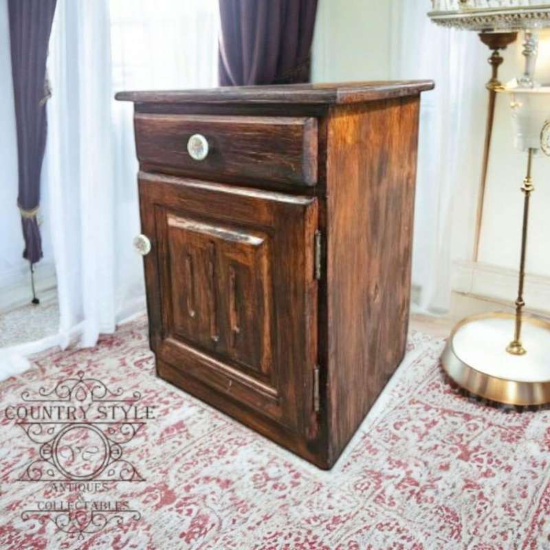 Rustic wooden bedside cabinet