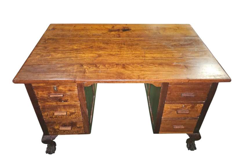 Imbuia 6 Drawer Desk