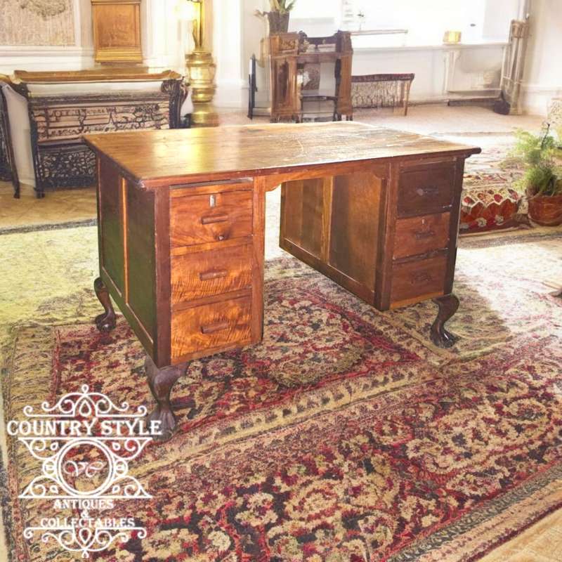 Imbuia 6 Drawer Desk