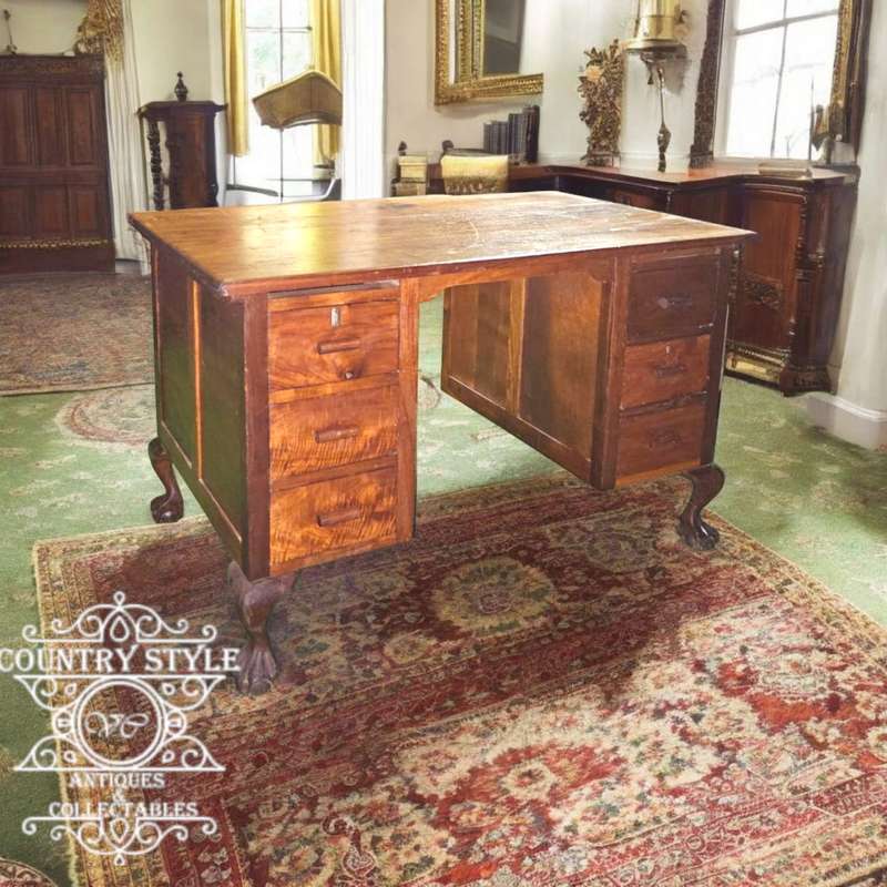 Imbuia 6 Drawer Desk