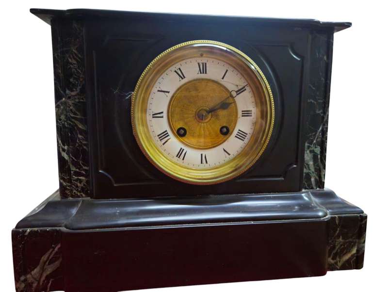 19th-century French slate stone mantel clock