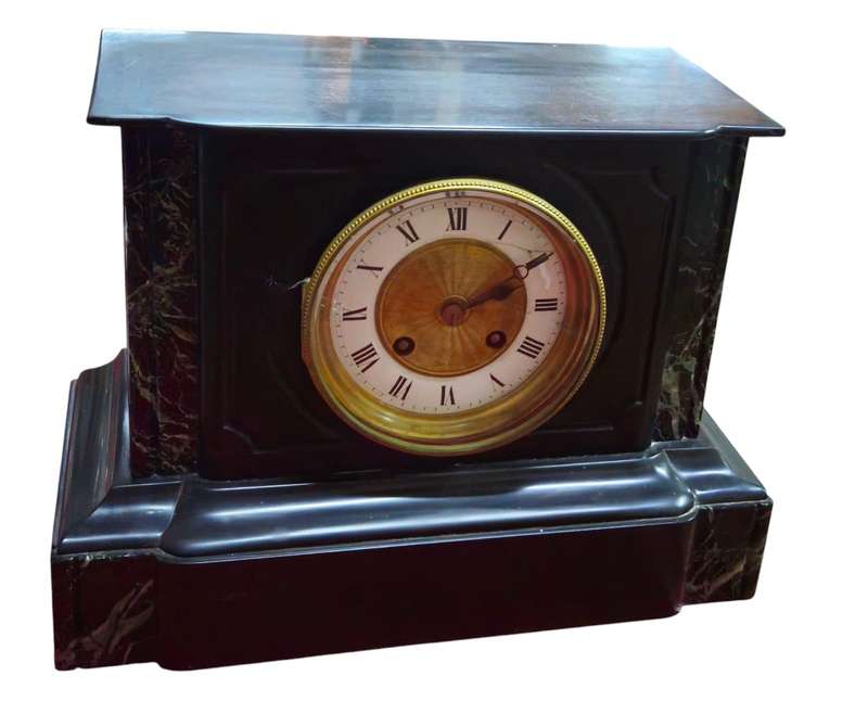 19th-century French slate stone mantel clock
