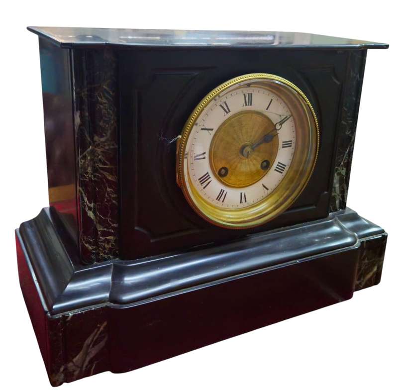 19th-century French slate stone mantel clock