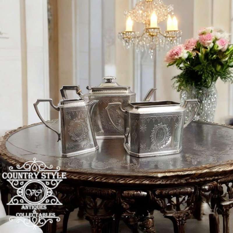Antique crafted silver tea and coffee set