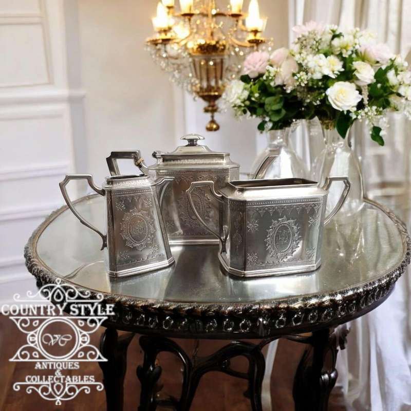 Antique crafted silver tea and coffee set