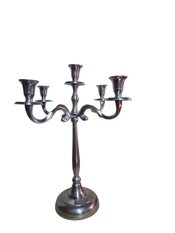 Candle Stand 5 Burner Stainless Pewter