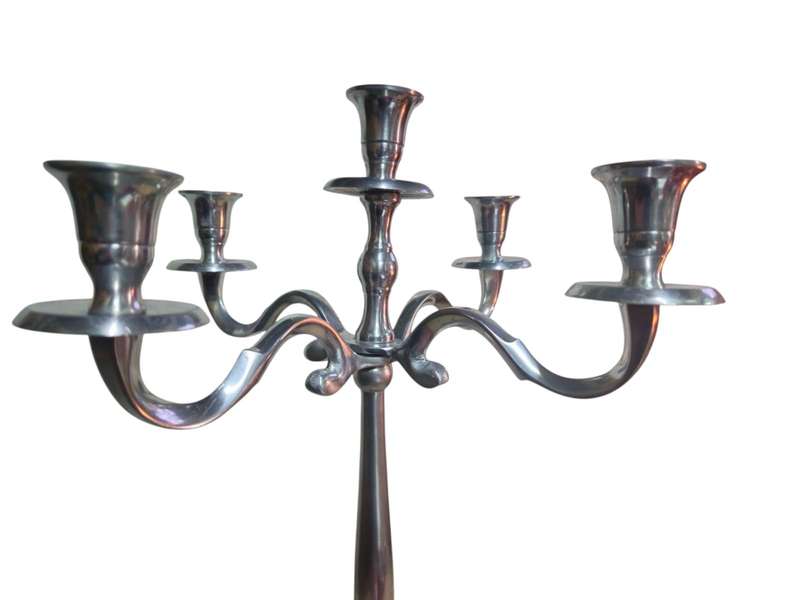 Candle Stand 5 Burner Stainless Pewter