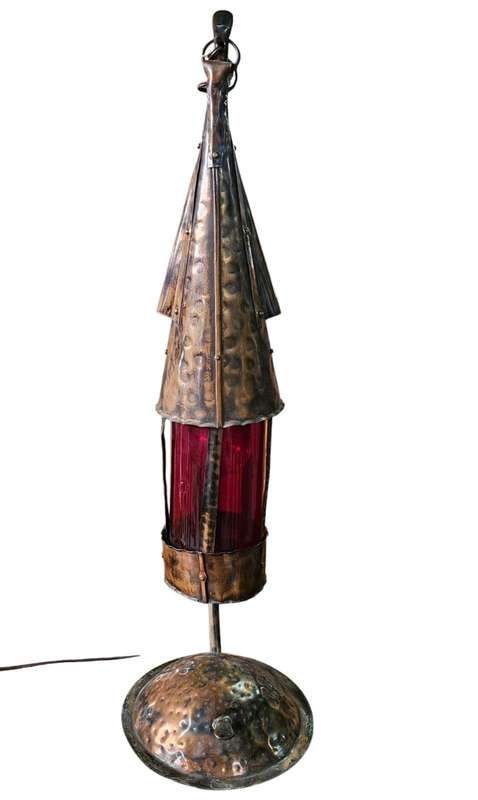 Arts & Crafts Style Hammered Copper Lantern