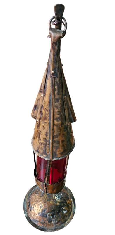 Arts & Crafts Style Hammered Copper Lantern