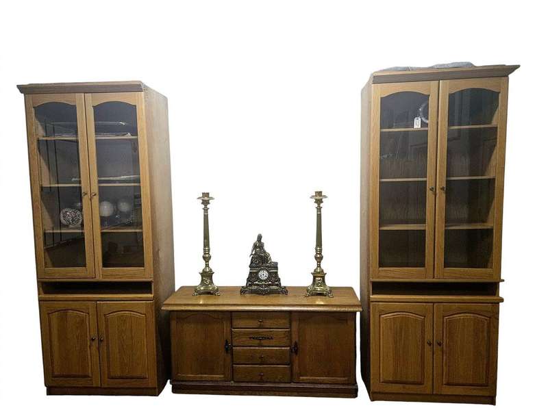 Oak Display & Storage Unit - 3 Piece Set