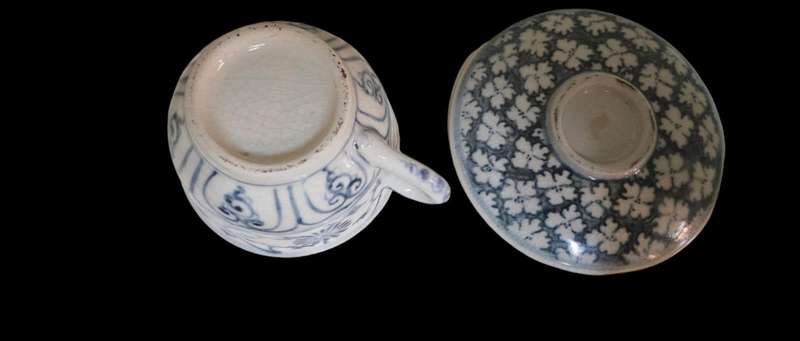 6 vintage pottery demitasse coffee cups