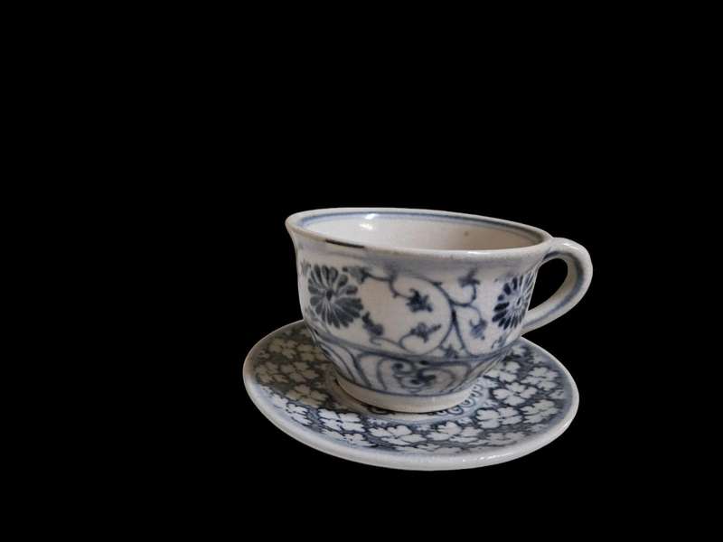 6 vintage pottery demitasse coffee cups