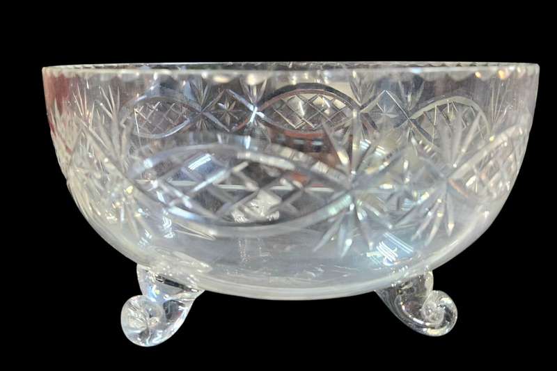 Vintage clear crystal footed bowl