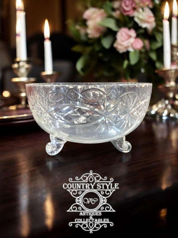 Vintage clear crystal footed bowl