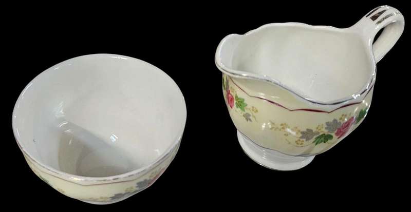 Grindley Cream Petal Milk Creamer & Sugar Bowl