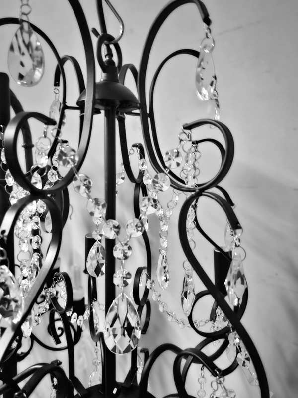 Black metal and crystal chandelier
