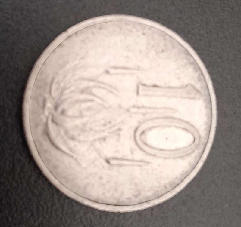 1965 old south african 10c coin english legend