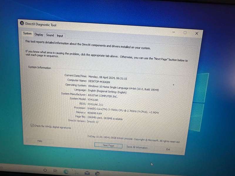 Asus X541UAK Core i7-7500U 8GB 1TB 15.6 Inch Windows 10 Notebook with 4 hours battery life