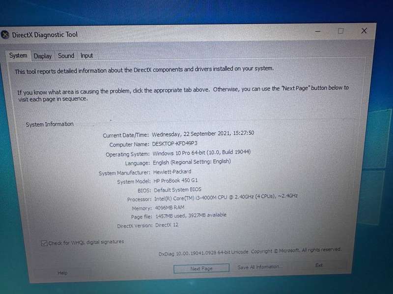 HP ProBook 450 G1 Intel Core i3-4000M 4th Gen 500GB HDD 4GB RAM