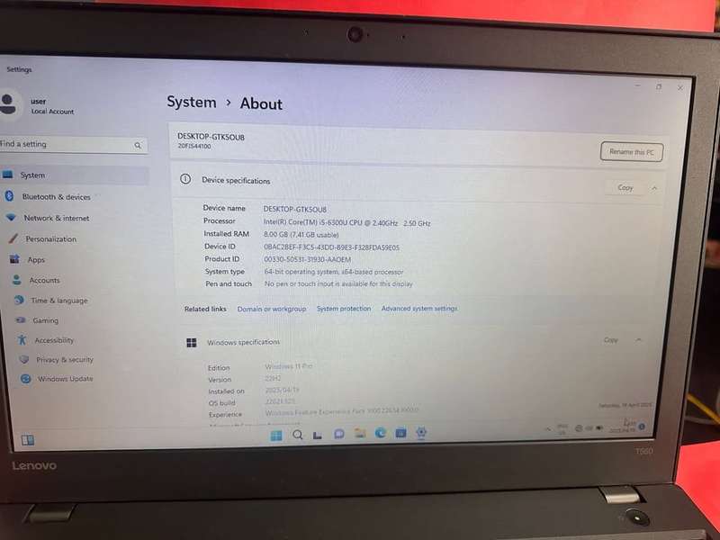 Lenovo ThinkPad T560 2.4GHz i56300u 6th Gen 8GB RAM, 500GB SSD 1920 x 1080 Laptop(4+Hours Battery)