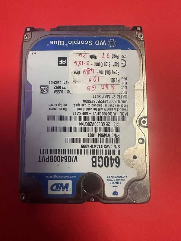 Western Digital Scorpio Blue 640GB 5400 RPM 8MB Cache SATA 3.0Gb/s 2.5" Internal Hard Drive