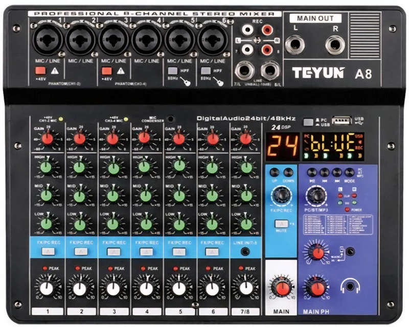 Teyun a8 8 channel Mixer & Audio interface