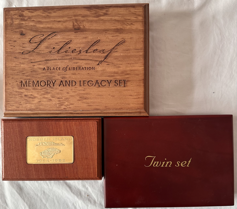 3 x empty Mandela coin set boxes