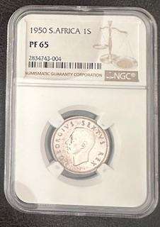 Proof 1950 1S shilling Union silver coin - only 500 PF65 NGC