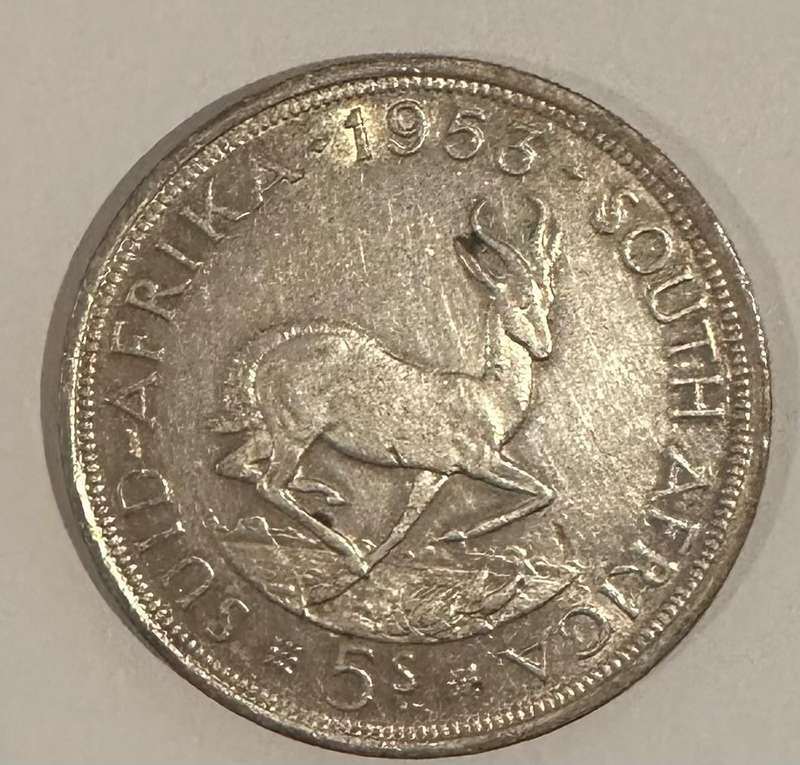 1953 5 Shilling Union of South Africa coin 14.14g Pure Silver