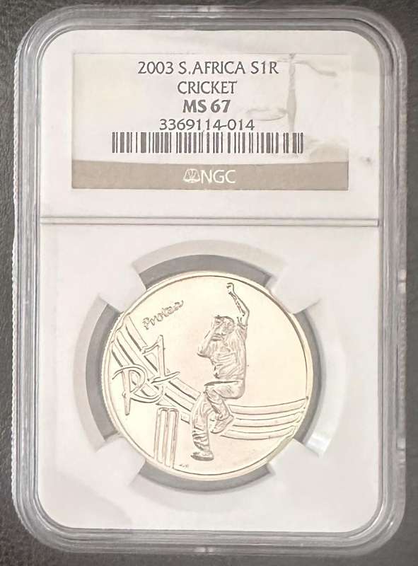 2003 Cricket R1 UNC silver coin MS67 NGC HIGH GRADE- only 447 minted