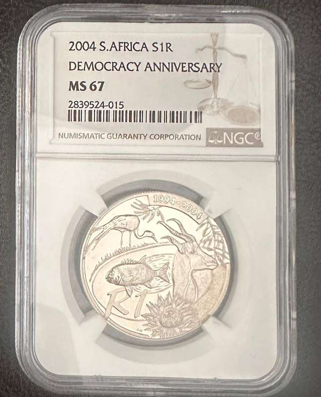 2004 Democracy R1 UNC silver coin MS67 NGC HIGH GRADE- only 497 minted
