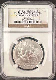 2011 Coetzee R1 UNC silver coin MS69 NGCwith Adelaide mintmark - only 227 minted