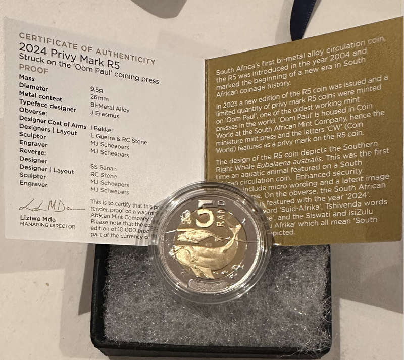 2024 Oom Paul Mintmarked R5 coin - LAST year of issue. Unique chance to own one.