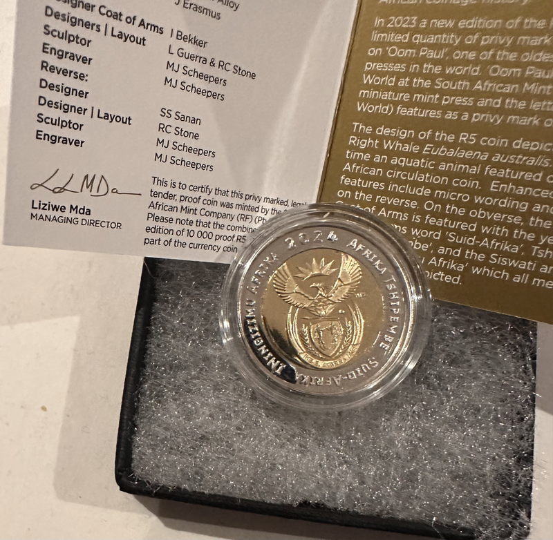 2024 Oom Paul Mintmarked R5 coin - LAST year of issue. Unique chance to own one.