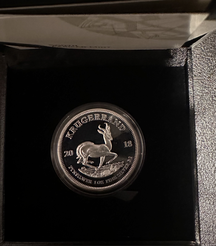2018 Proof Silver 1oz Krugerrand coin with box and cert