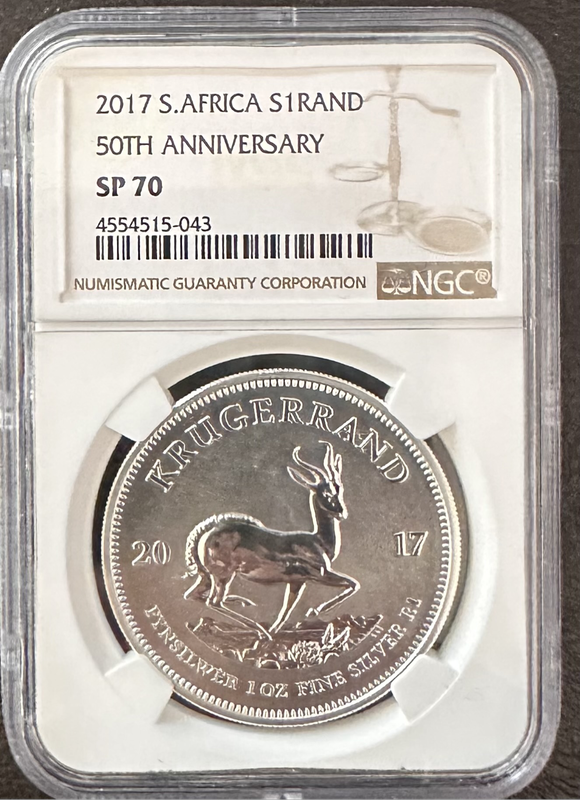 2017 Krugerrand 50th Anniversary SP70 PERFECT Silver coin NGC Krugerrand