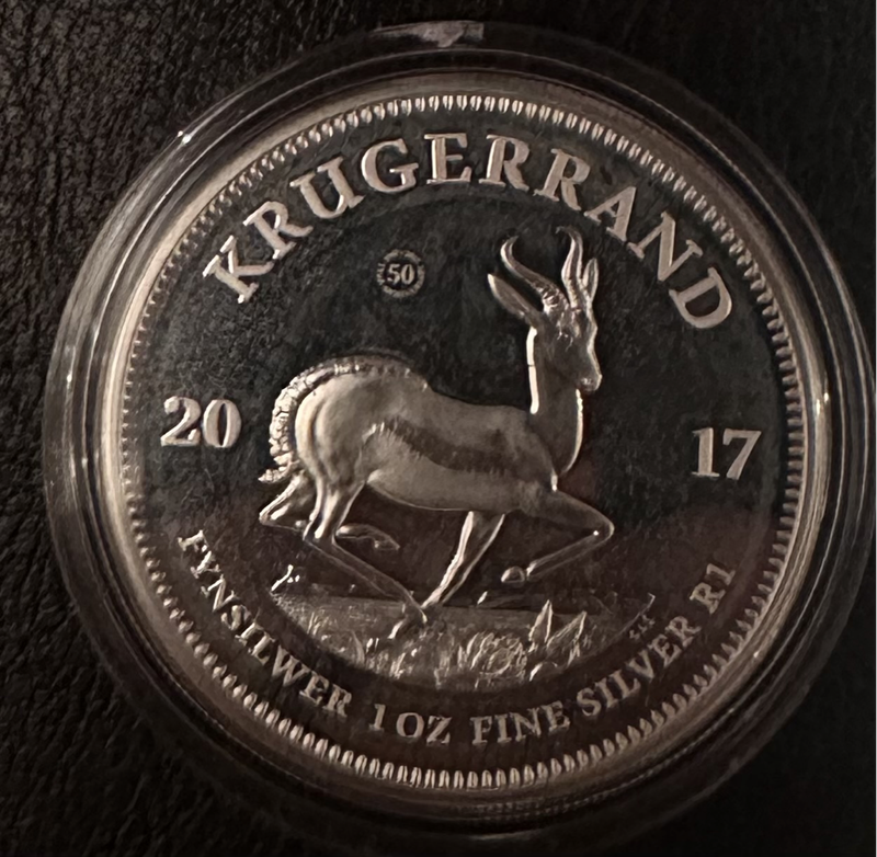 2017 Proof Silver 1oz Krugerrand coin 50th anniversary Rare with box and cert