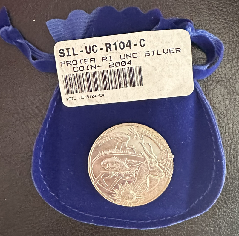 2004 UNC Protea Democracy R1 Silver coin with certificate and pouch
