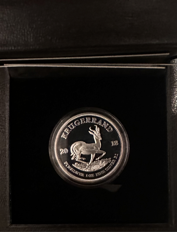 2018 Proof Silver 1oz Krugerrand coin with box and cert