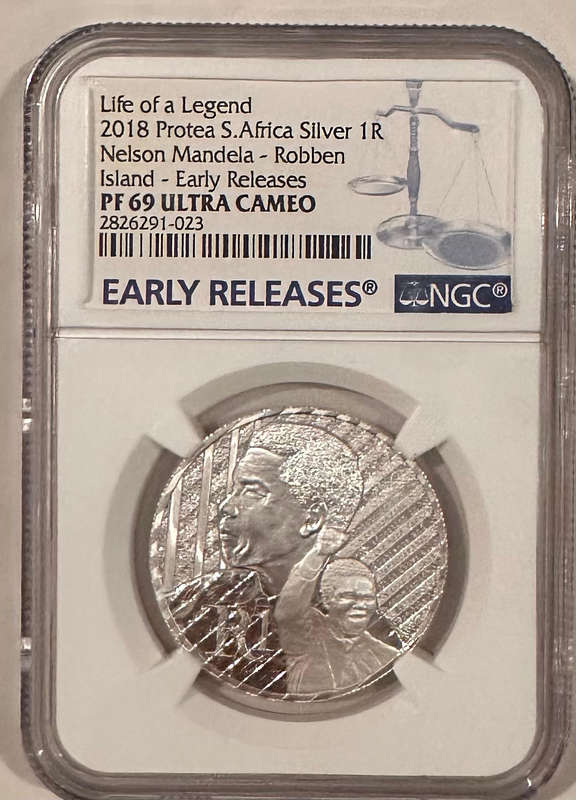 Early Release NGC graded PF69 2018 Neslon Mandela Protea R1 Silver Proof coin low mintage