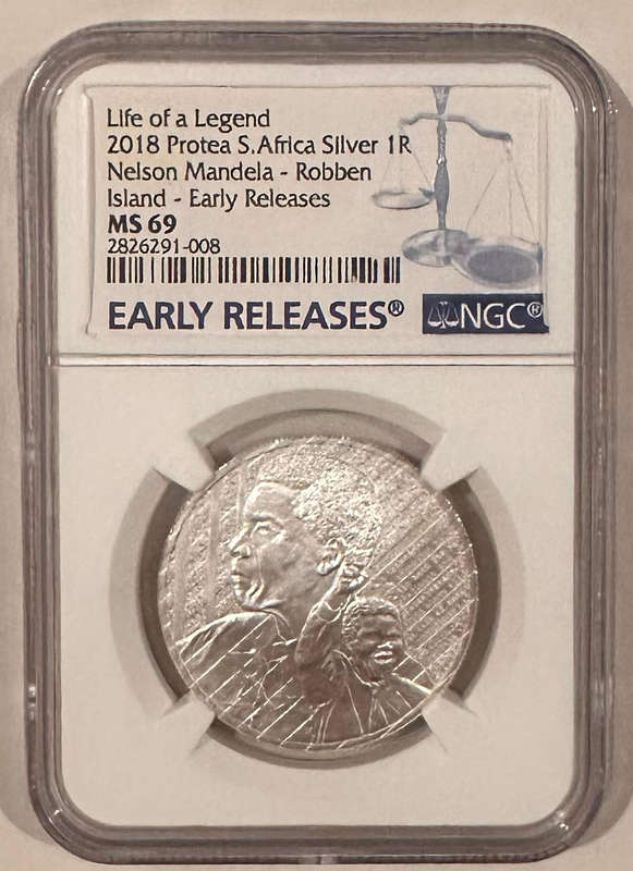 Early Release NGC graded MS69 2018 Neslon Mandela Protea R1 Silver UNC coin low mintage